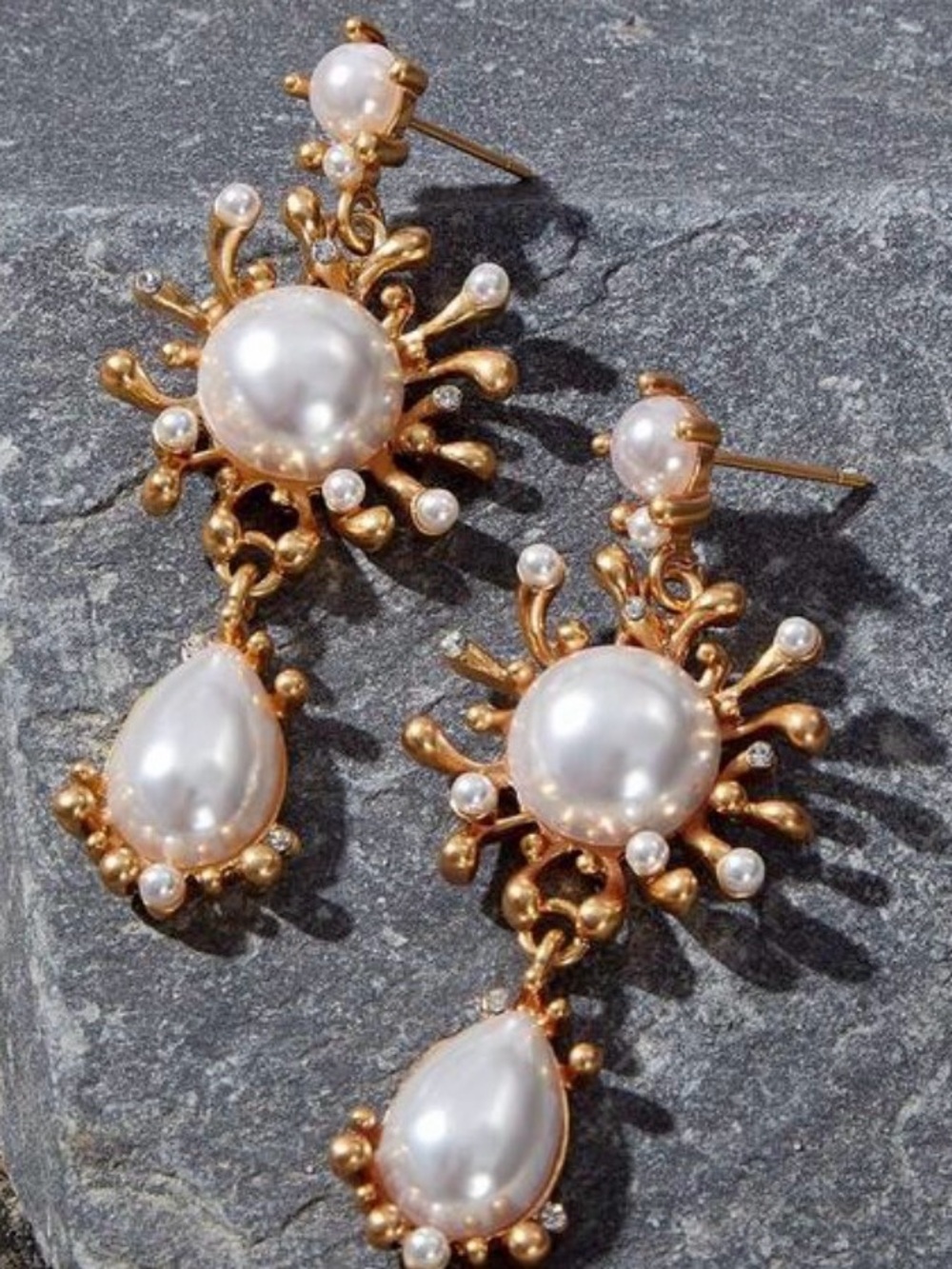 Vintage  Pearl Sunburst Drop Earrings